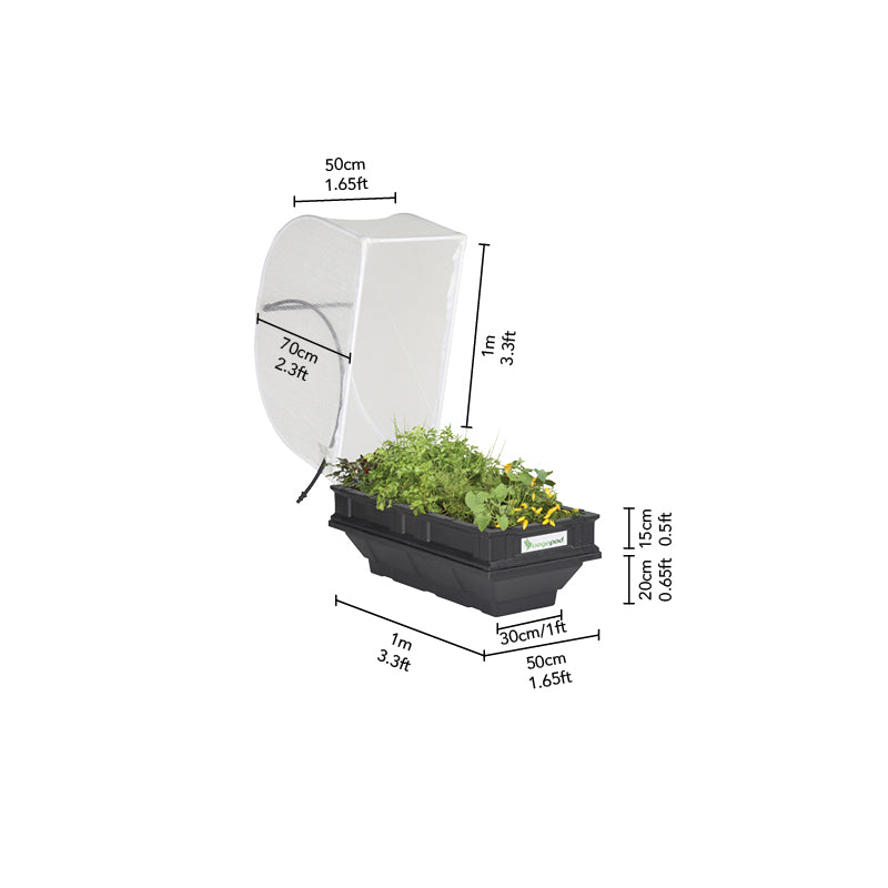 Small Raised Garden Bed with VegeCover   0.5m x 1m