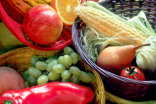 fruits and vegetables from a raised garden bed