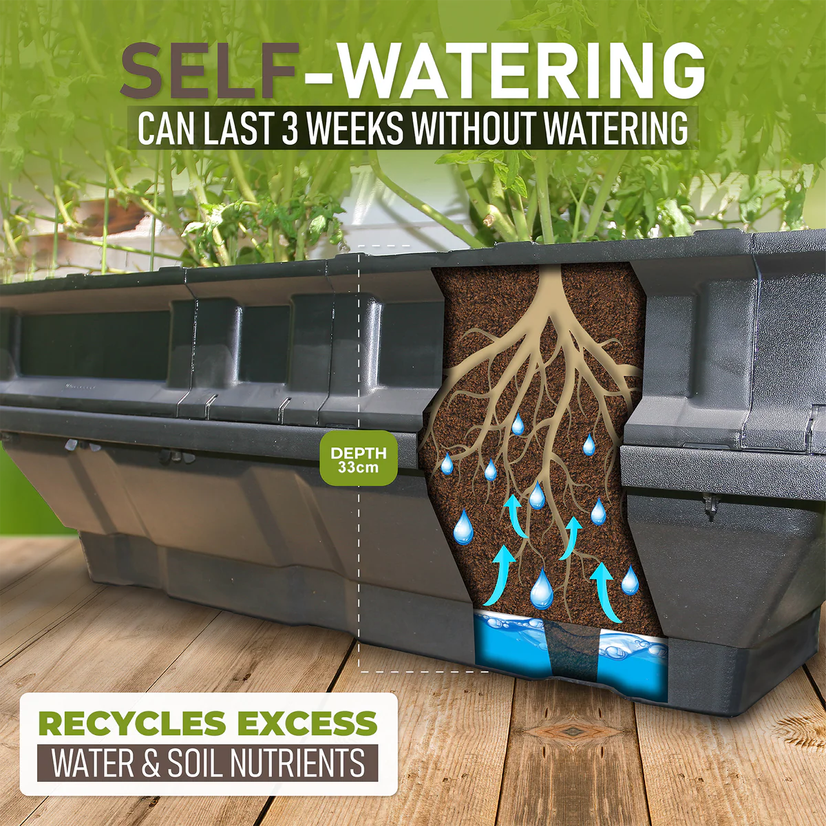 Easy-Grow Self-Watering Raised Garden Bed