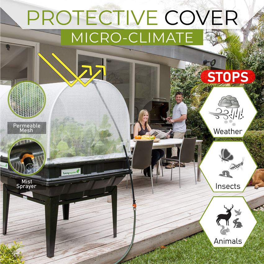 Replacement VegeCover Kit – Medium (includes poles, connectors, hinge clips, misters and mesh cover)